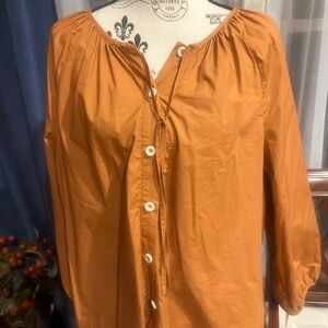 J. Crew Women's Orange Button-Down Blouse